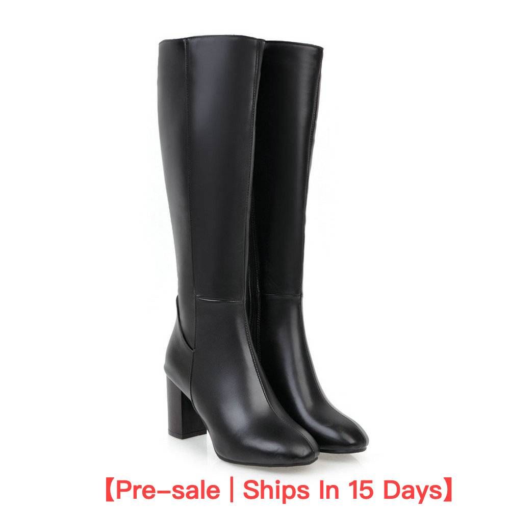 【Pre-sale | Ships In 15 Days】Women's Boots Thick Heels High Heels Square Head Fashion Warm Comfortable Boots Women's Shoes High Boots_voghion.com