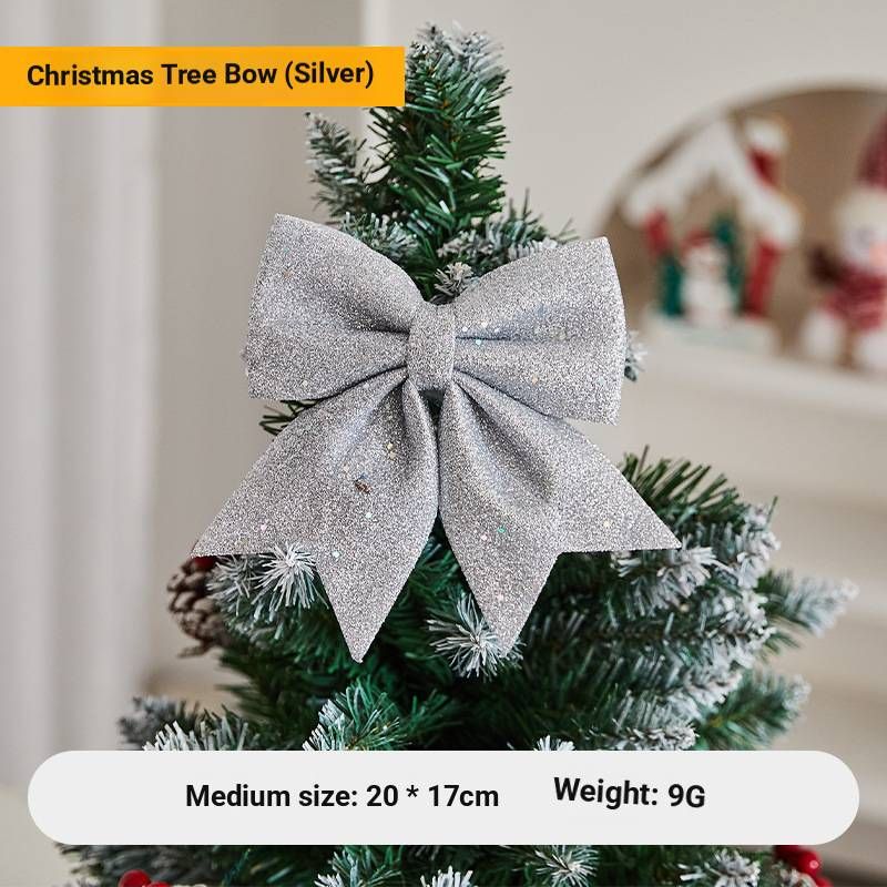 Elegant Christmas Bow Decorations – Premium Fabric Tree & Wall Hangings For Festive Home & Store Displays (White/Pink/Red/Gold/Silver/Champagne)_voghion.com