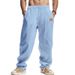 Men's Linen Pants Summer - Breathable Loose Fit Casual Beach Trousers With Drawstring Waist, Lightweight Comfortable_voghion.com