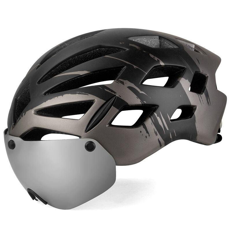 Riding helmet glasses integrated shape magnetic goggles mountain road bicycle safety helmet hat equipment_voghion.com