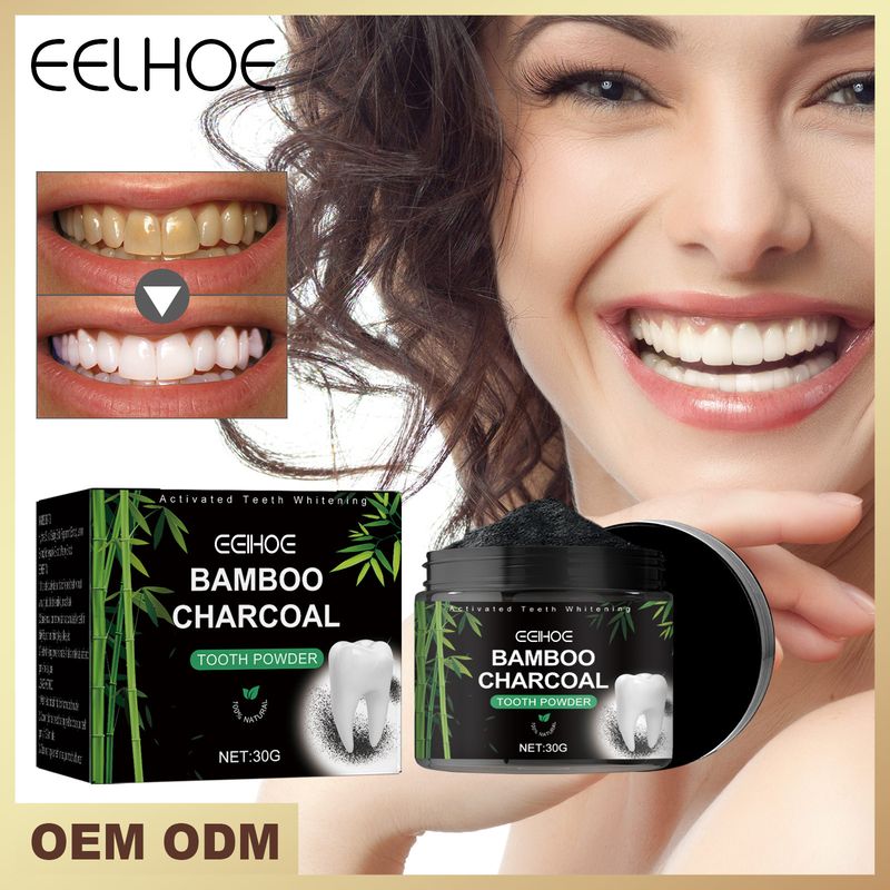 EELHOE Poudre de charbon de bambou pour éliminer les odeurs buccales, les taches, rafraîchir l'haleine, blanchir les dents et nettoyer les dents_voghion.com