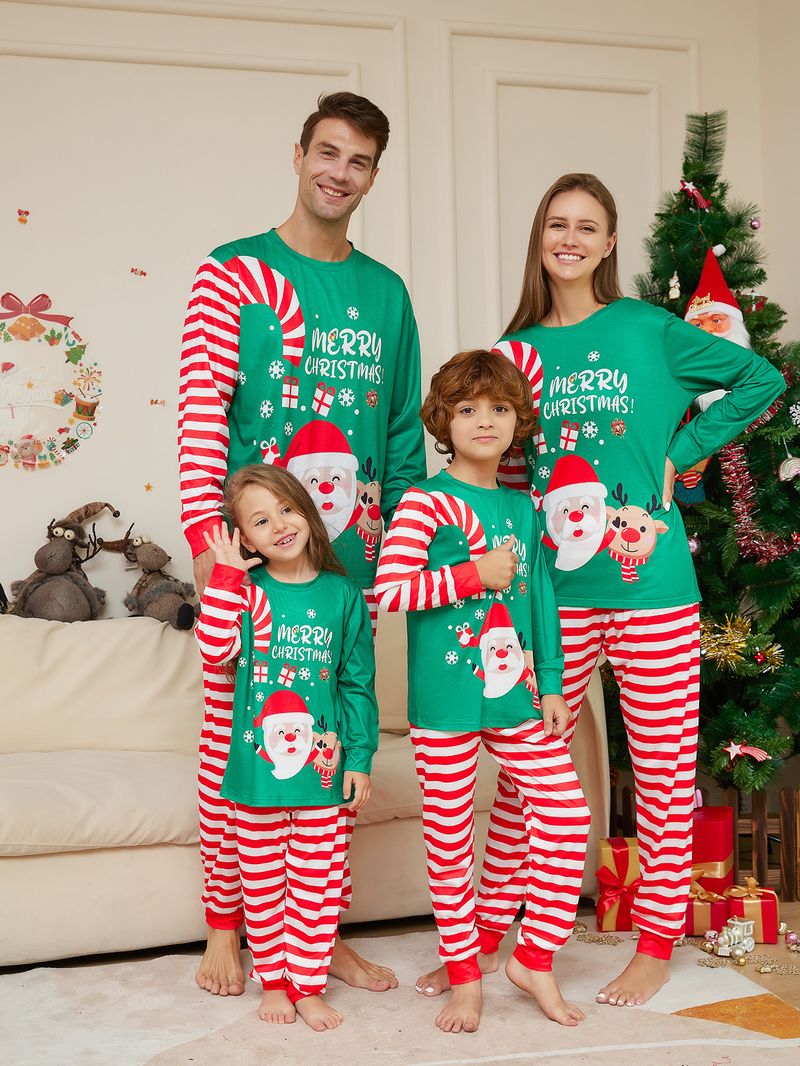 Santa Claus letter printing parent-child Christmas pajamas home wear set_voghion.com