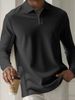 Langarm-Poloshirt für Herren, strukturierter Stoff, lässig, schmale Passform, atmungsaktiv, bequem, für Frühling, Herbst, Training, Büro, Reisen_voghion.com