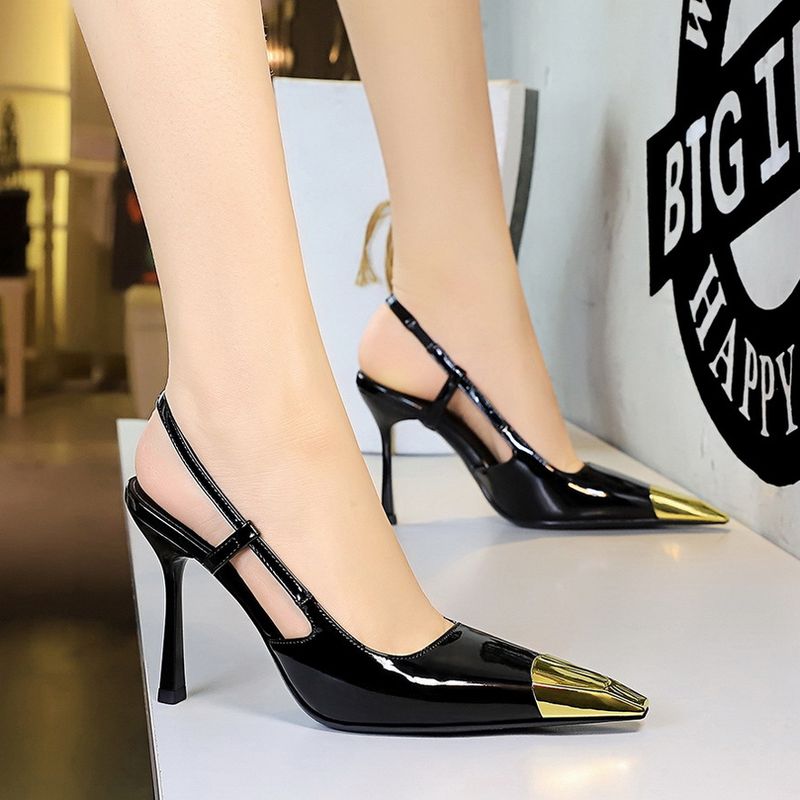 Women's Stylish Pointed Toe High Heel Sandals With Leopard Print & Metal Buckle Strap - Elegant Evening Party Shoes In Sizes 34-40 Shoes_voghion.com