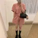 Korean Chic Summer Versatile Loose Outfit For Women Short Sleeve T-Shirt Shorts Elastic Waist Two-Piece Set Trendy_voghion.com
