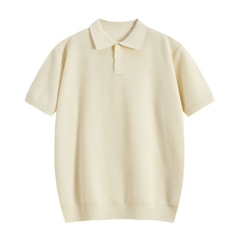 Men's Clothing New Solid Color Wave Texture All Match Old Money Style Casual Pullover Short Sleeved Knitted Sweater_voghion.com