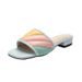 Pantofole con tacco ricamato in filo colorato a blocchi di colore Pantofole basse spesse estive con tutti i tacchi abbinati_voghion.com