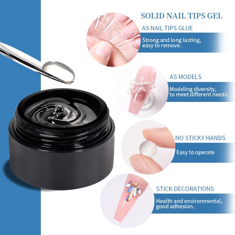 KOSKOE Solid Nail Tip Adhesive - Non-Sticky, Can - Packed Phototherapy Gel For Nail Art, Safe For Natural Nails, Ideal For Sticking Rhinestones_voghion.com