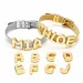 FLOLA DIY 26 Letter Custom Female Name Gold Silver Broadband Initial Bracelet Handmade Jewelry Brtd91 Y250420_voghion.com