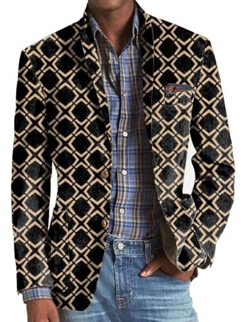 Men's Clothing Suit Jacket Solid Color Business Work 3D Printed Suit Jacket_voghion.com
