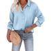 Elegante satijnen blouse voor dames - Losvallend overhemd met lange mouwen en knoopjes, veelzijdige kantoor- en vrijetijdskleding, onmisbaar voor de herfst_voghion.com