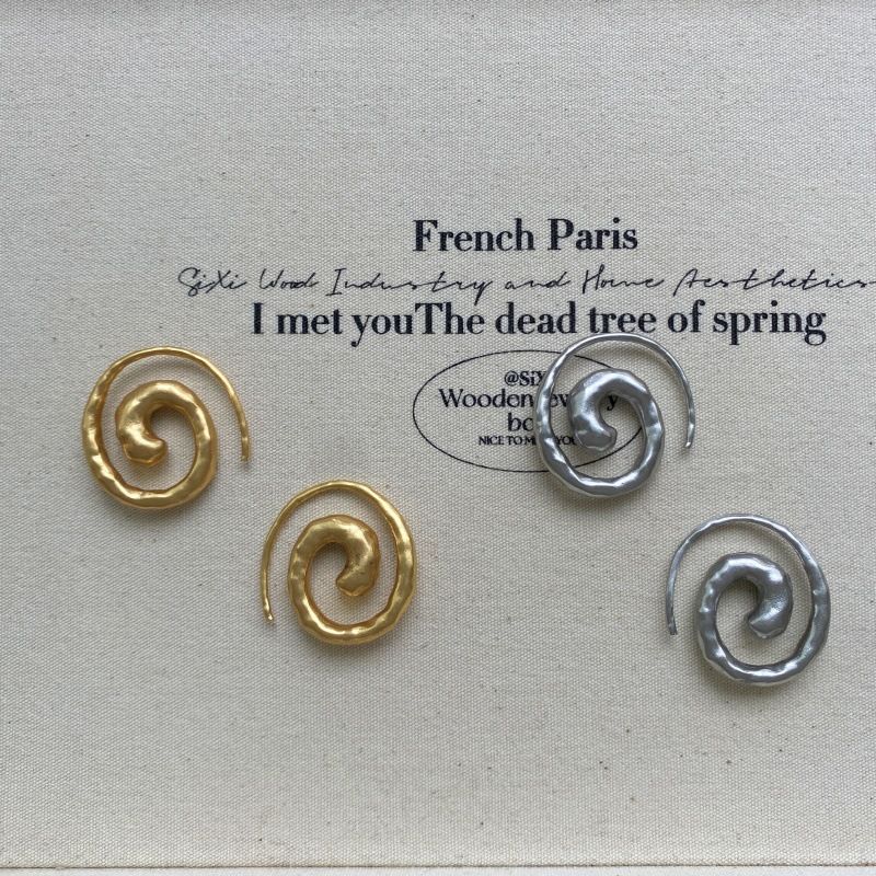 Boucles d'oreilles créoles en spirale pour femmes, design tendance, niche créative, légères, luxueuses, simples, hip-hop_voghion.com