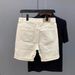 Raw Hem Khaki Slim Fit Denim 2025 Summer New Trendy Men's Casual Four-Five-Point Shorts_voghion.com