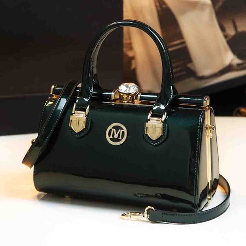 Noble Fashion Donna Borsa con montatura in pelle verniciata Borsa con manico superiore Mini Tote Borsa a mano e borsette Clip Pochette da festa per matrimonio 2023_voghion.com