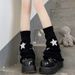 Calcetines negros de subcultura Y2k para mujer, calcetines largos de punto, cubrepiernas con estrellas, calcetines de chica sexy, Tide_voghion.com