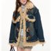 Distressed Denim & Faux Shearling Coat – Oversized Hooded Jacket With Horn Buttons (S-XL)_voghion.com