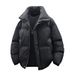 Unisex Winter Einfarbig Verdickter Baumwollmantel Stehkragen Herren Pufferjacke_voghion.com