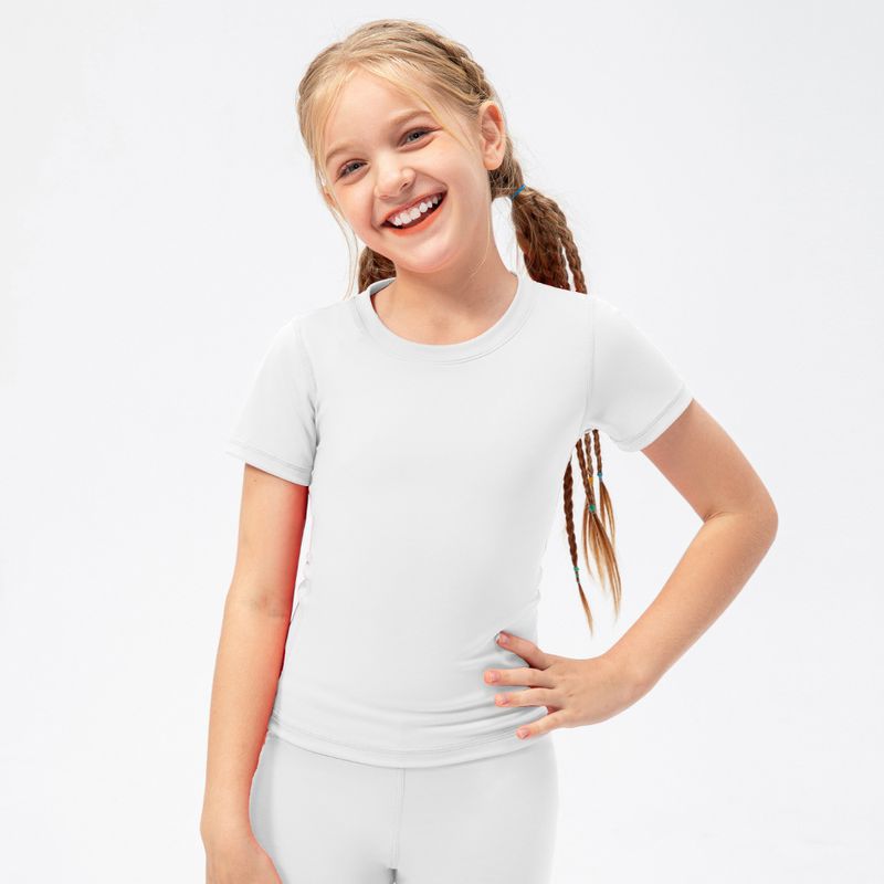 Ny pige sommersport Kortærmet Hudvenlig åndbar børnetøj Danse Yoga Træningsoverdele T-shirt_voghion.com