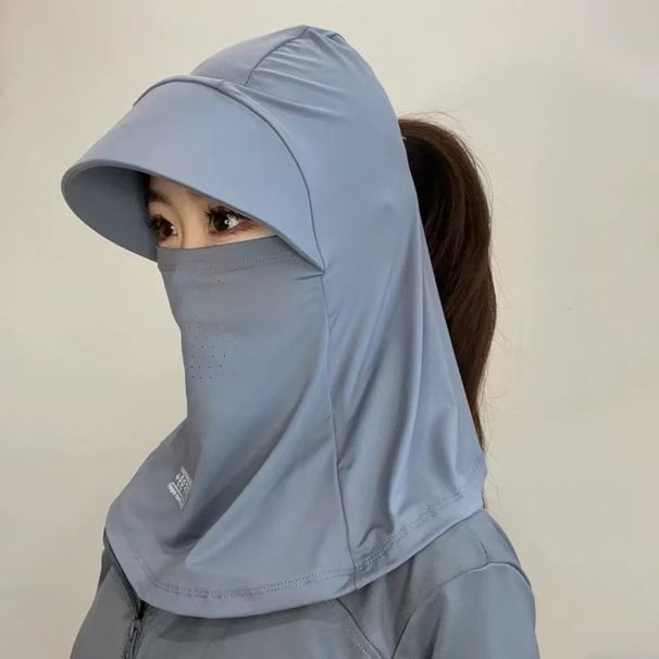 Summer Integrated For Women New Ice Silk Face Cover UV Protection Outdoor Cycling Neck Guard Mask Sun Hat_voghion.com
