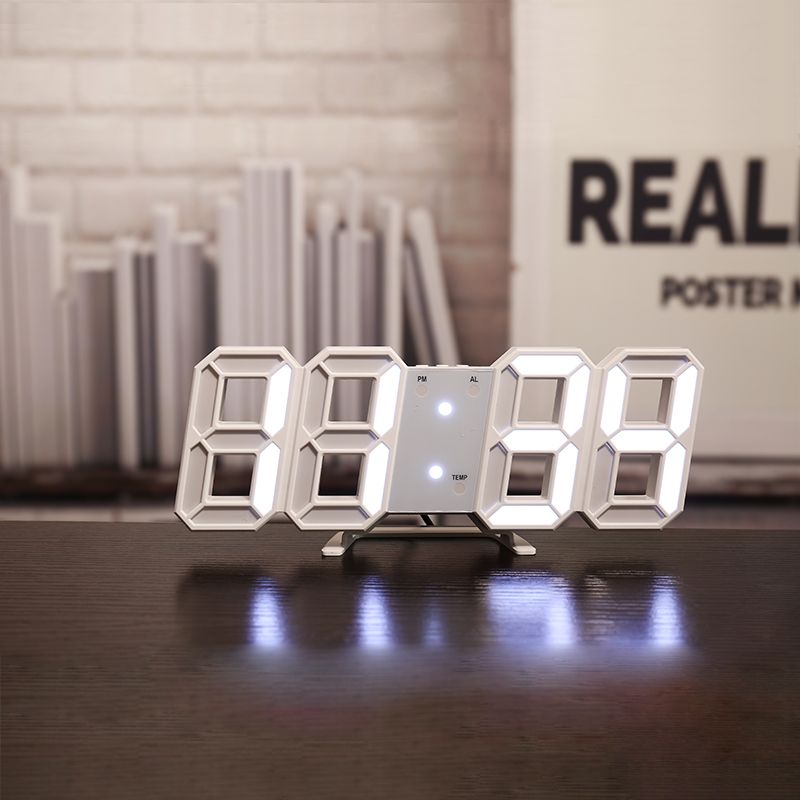 Ceas de perete digital cu LED Alarma Data Temperatură Iluminare din spate automată Masă Desktop Decorare acasă Stand Ceasuri suspendate_voghion.com