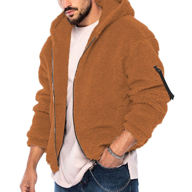 Men's Winter New Double Sided Arctic Velvet Warm Hooded Zipper Casual Jacket_voghion.com