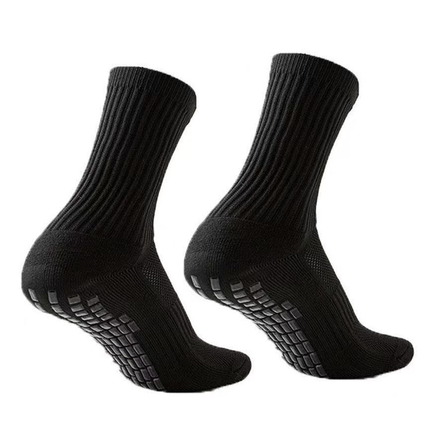 Rutschfeste Fußballsocken – Gepolsterte Frotteesohle mit Grip-Noppen für Fußball, Basketball und Laufen (Schwarz/Weiß/Kontrastfarbener Besatz, Unisex-Passform)_voghion.com