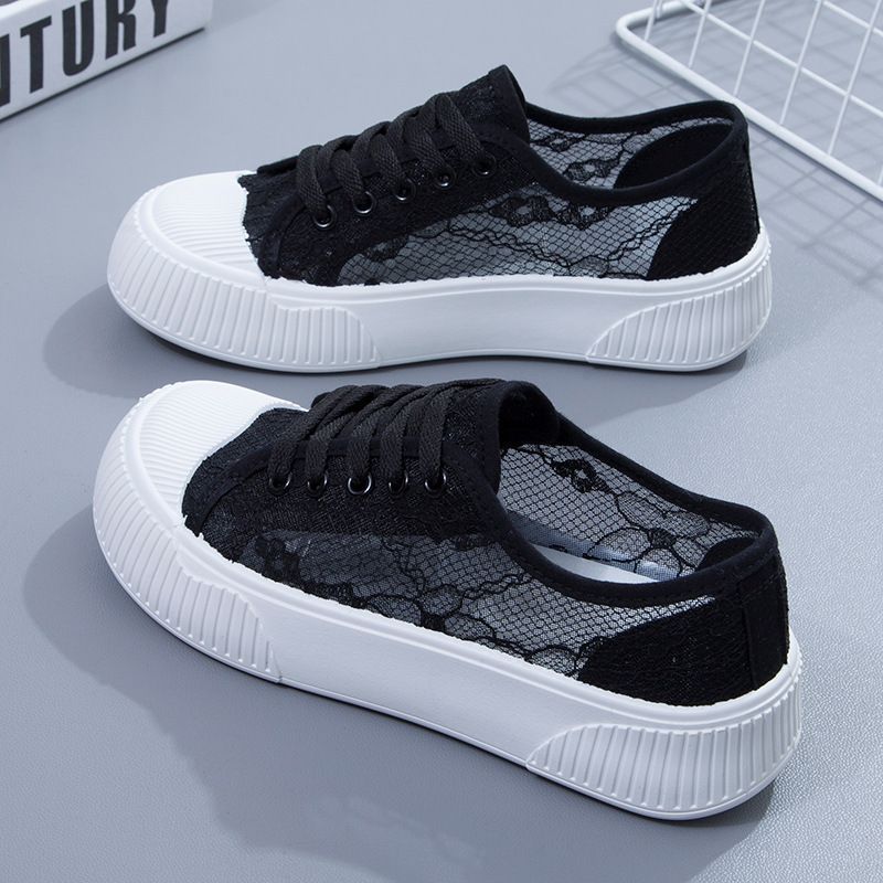 Petites chaussures blanches pour étudiantes, Version coréenne, maille respirante, couleur unie, bouche peu profonde, pieds décontractés_voghion.com