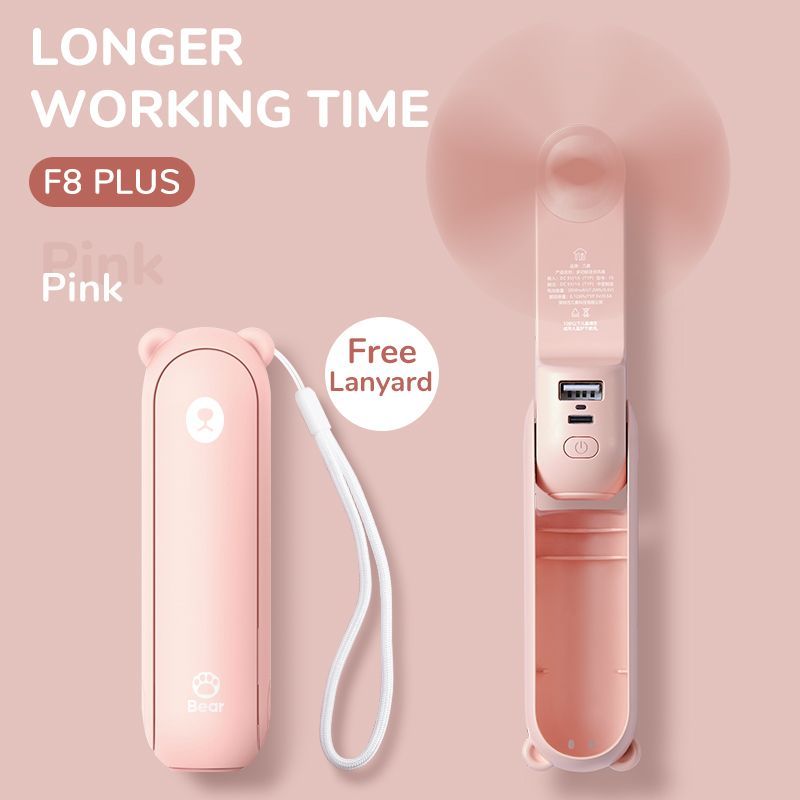Portable Fan Mini Handheld Fan USB 4800mAh Recharge Hand Held Small Pocket Fan With Power Bank Flashlight Feature_voghion.com
