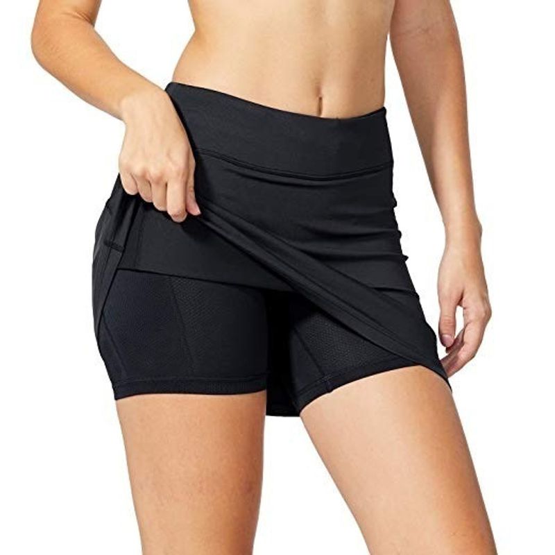 Women's Clothing Solid Color Two Piece Pocket High Waist Leggings Skirt Pants Large Size_voghion.com
