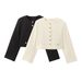 Women s clothing autumn and winter new fashion round neck cardigan short casual jacket_voghion.com