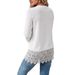 Elegante maglione in finta pelliccia di visone con scollo a V e rifiniture in pizzo - Pullover da donna boho chic dalla vestibilità ampia (bianco, S/M/L/Xl)_voghion.com