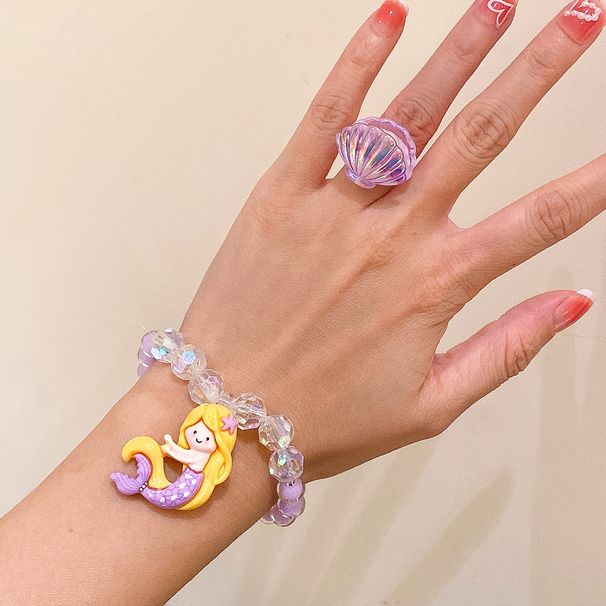 Bracciale unisex per bambini, grazioso ciondolo a forma di conchiglia, clip per orecchie indolore, fascia per capelli da sirena, set regalo_voghion.com