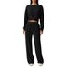 New Spring Summer Pants Set Women's 2-Piece Sportswear Front Fold Sweatshirt Wide-Leg Drawstring_voghion.com