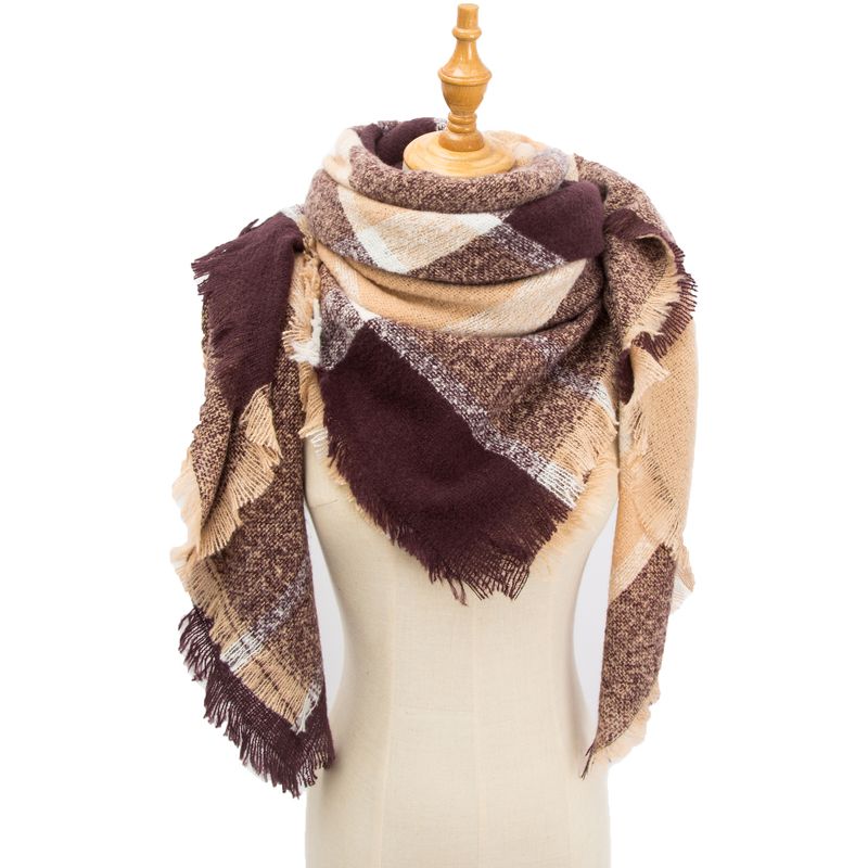 Unisex Bristle square folio shawl plaid tote scarf for women_voghion.com