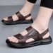 Top Layer Cowhide Sandals Summer 2025 Soft Soled Beach Shoes Men's Casual Wear, Suitable For Both Middle-aged Elderly_voghion.com