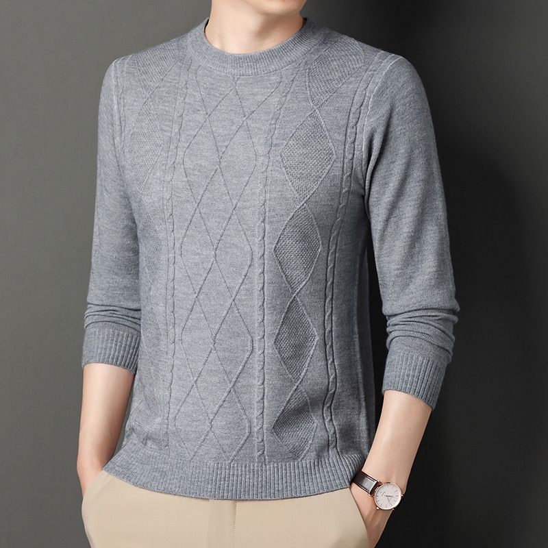 Maglione da uomo in maglia con mezza zip e misto lana, pullover invernale per uno stile casual ed elegante (grigio, M)_voghion.com