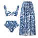Bohemian resort style three-piece swimsuit Multicolor printed beach spa gauze skirt_voghion.com