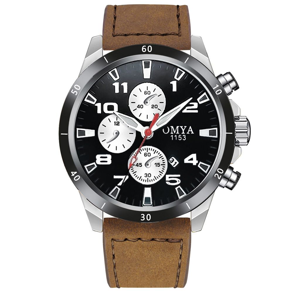 Läderarmbandsklocka Herr Quartzklocka Mode Vattentät Klocka_voghion.com