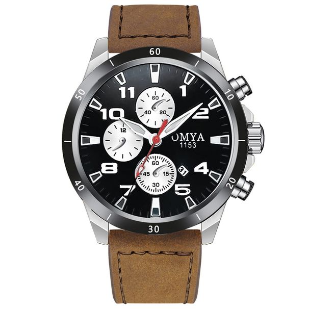 Läderarmbandsklocka Herr Quartzklocka Mode Vattentät Klocka_voghion.com