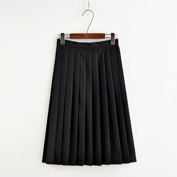 Gonna midi a pieghe stile accademia giapponese, primavera autunno, da donna, a vita alta, uniforme JK_voghion.com