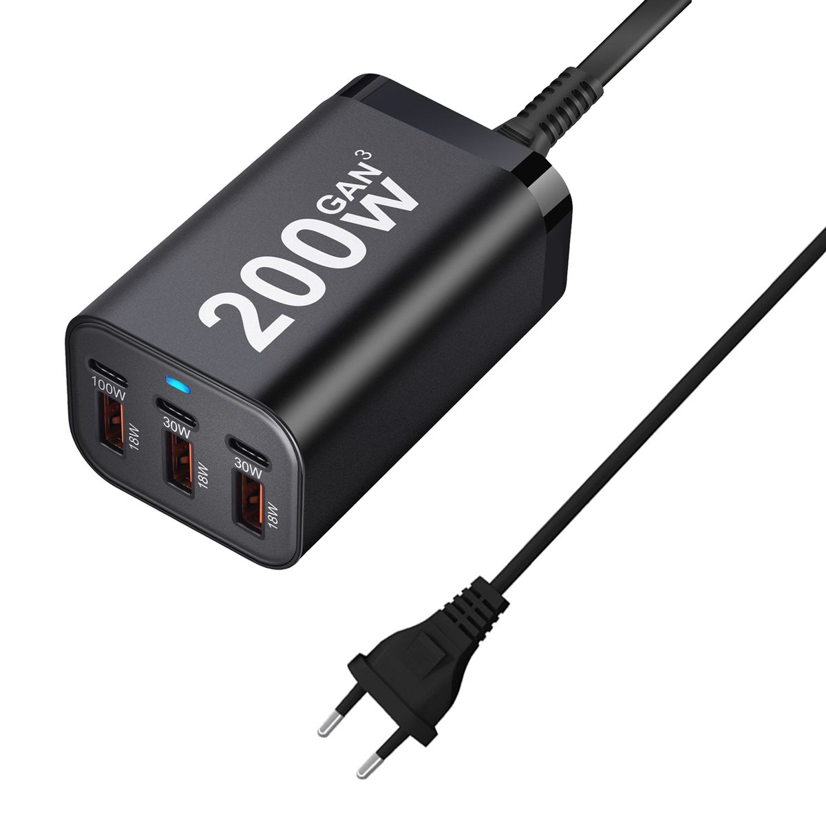 USB-C 200W 6-Port Schnellladegerät Netzteil für iPhone 14/13/12 Serie, Samsung Galaxy S23/S22/S21_voghion.com