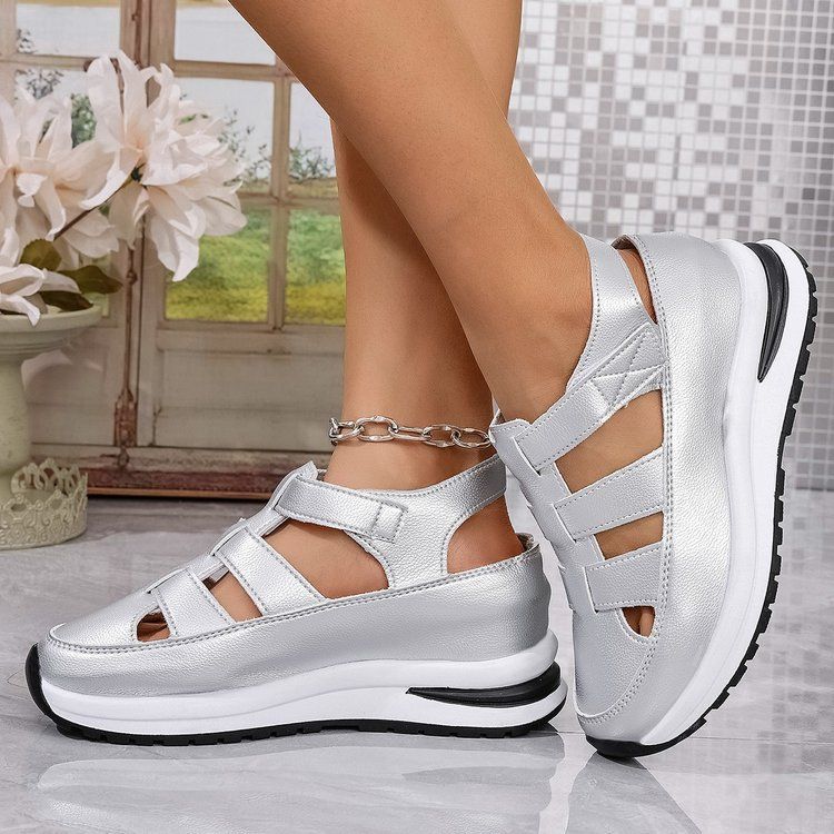 Lässige Sandalen mit Hohlsaum für Damen – Dicke Plateausohle für mehr Körpergröße (leichte Sommersandalen für das Styling jedes Outfits)_voghion.com