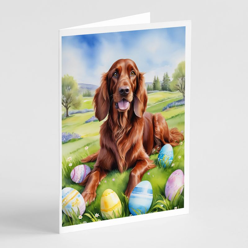 Irish Setter Easter Egg Hunt Greeting Cards Pack of 8 Blank Cards with Envelopes Whimsical A7 Size 5x7 Blank Note Cards_voghion.com