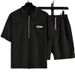 Herrenbekleidung Poloshirt mit halbem Reißverschluss, kurzärmelig, für den Sommer, Sport, gerade geschnittene Hose, Übergröße, zweiteiliger Freizeitanzug_voghion.com