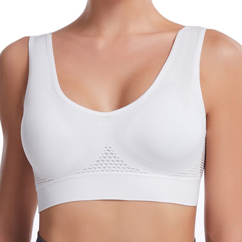 Non-steel Ring Hollow Mesh Breathable Sports Bra for Young Women_voghion.com