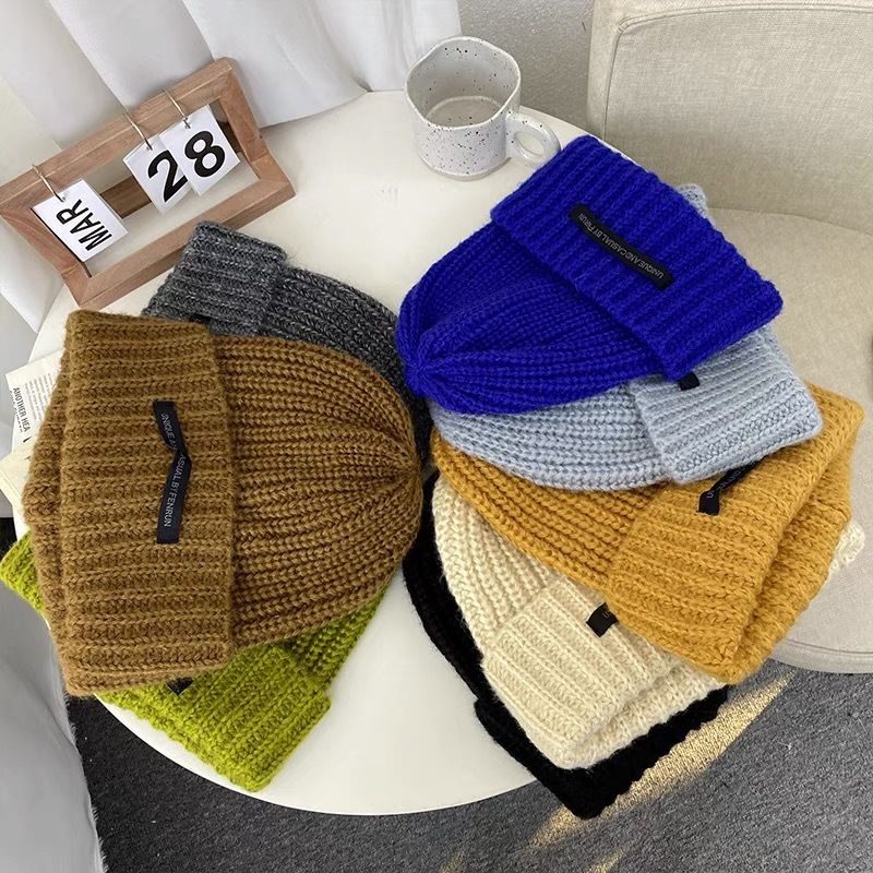 Hat Loose large head circumference knitted hat, winter woolen hat, warm in autumn and winter, suitable for round faces, small piles of hats_voghion.com