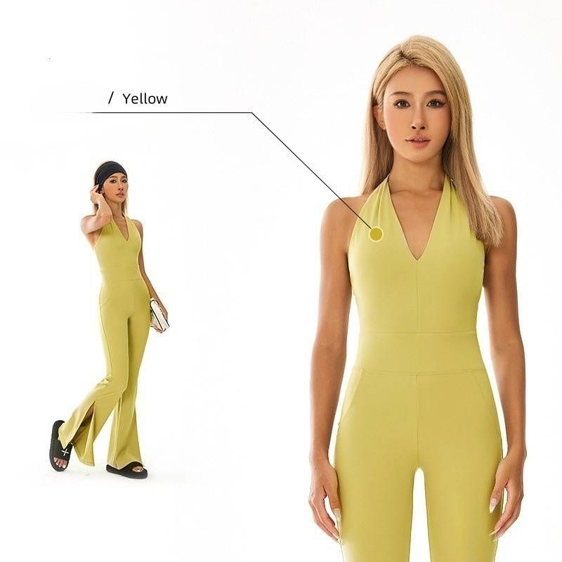 Dameskleding Hoge elasticiteit Fitness Body Yoga Sportkleding Set Nek Hangend Ontwerp Slanke pasvorm Mooie rug Capri Broek_voghion.com