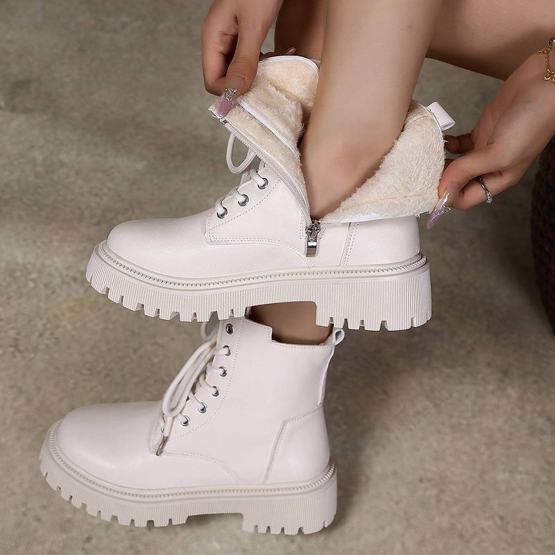 Winter Height Boosting Martin Boots Women's New Warm Boots Elastic Skinny Boots Women's British Style Black Thick Bottom Short Boots_voghion.com
