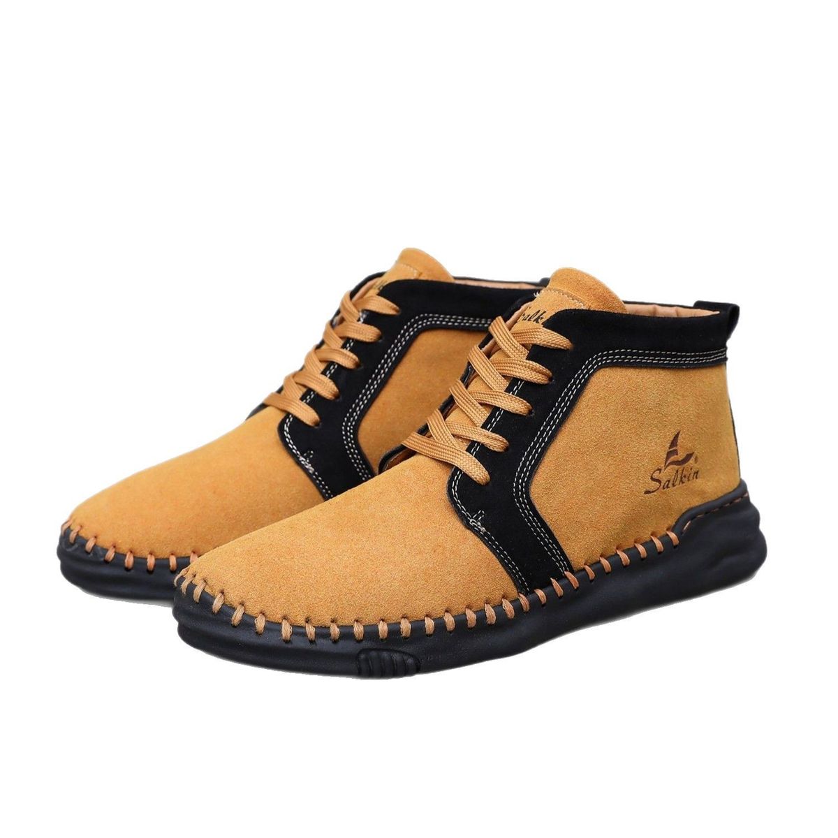 2408 Cow Leather Suede Men's Martin Boots Chelsea Range Yellow, Choose Size And Tell Seller_voghion.com
