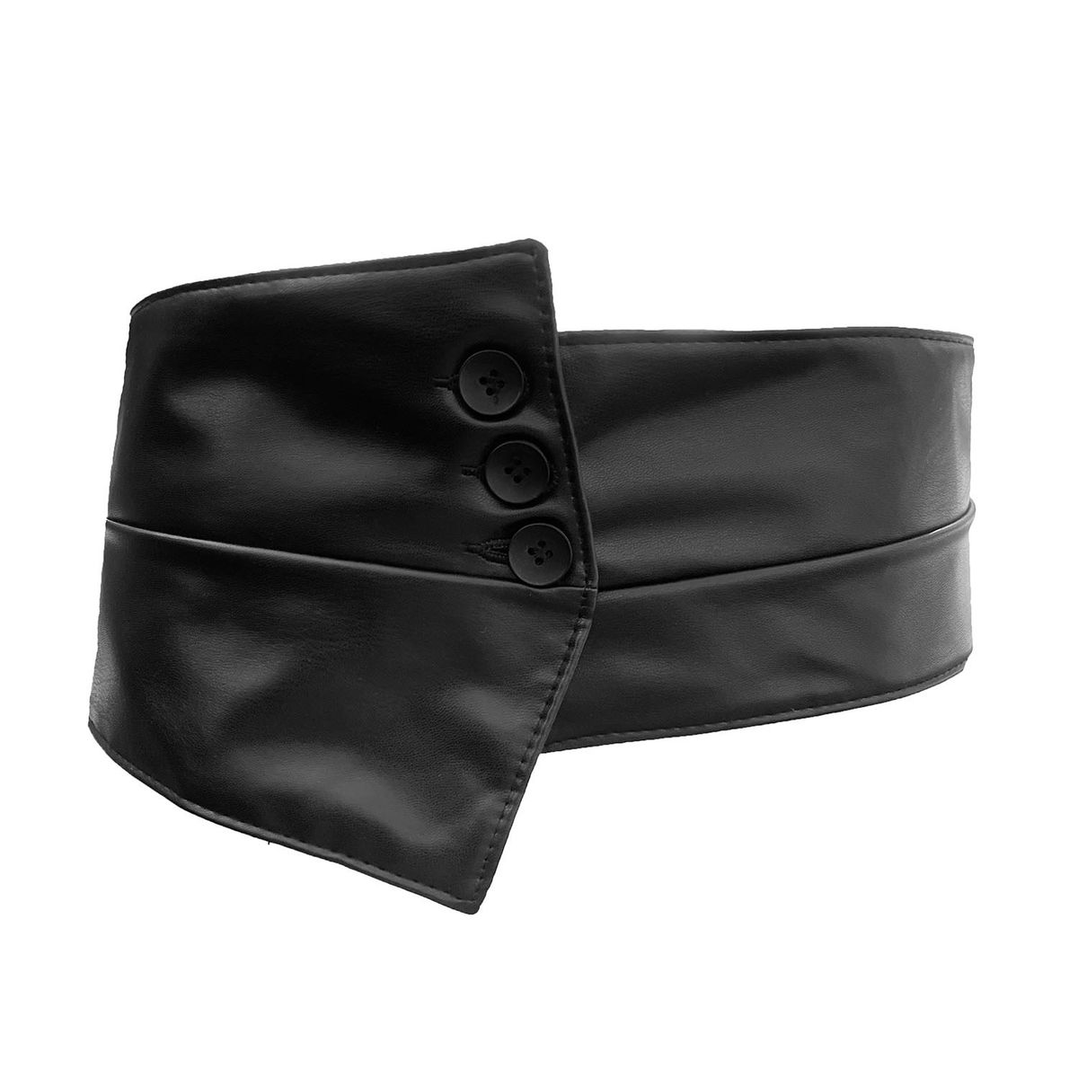 Cintura nera per donna, versatile e decorativa, con elastico in vita per camicia e abito_voghion.com